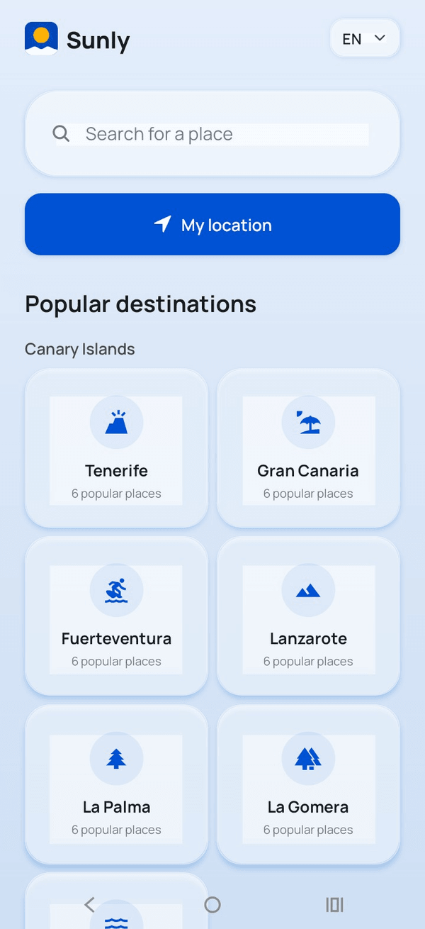Search — pick your destination